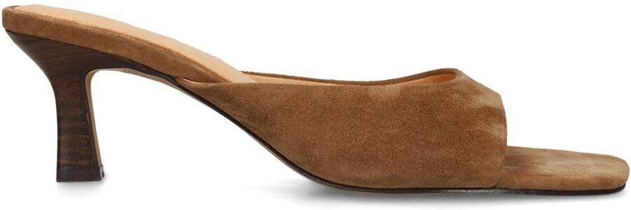 Manfield Dames Cognac suède sandalen met hak
