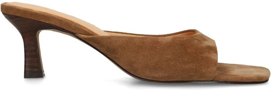 Manfield Dames Cognac suède sandalen met hak