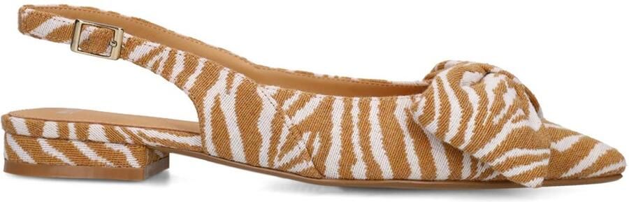 Manfield Dames Cognac zebra slingbacks met strik