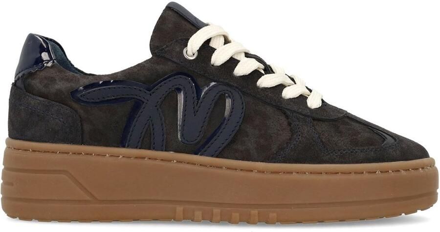 Manfield Dames Donkerblauwe suède sneakers