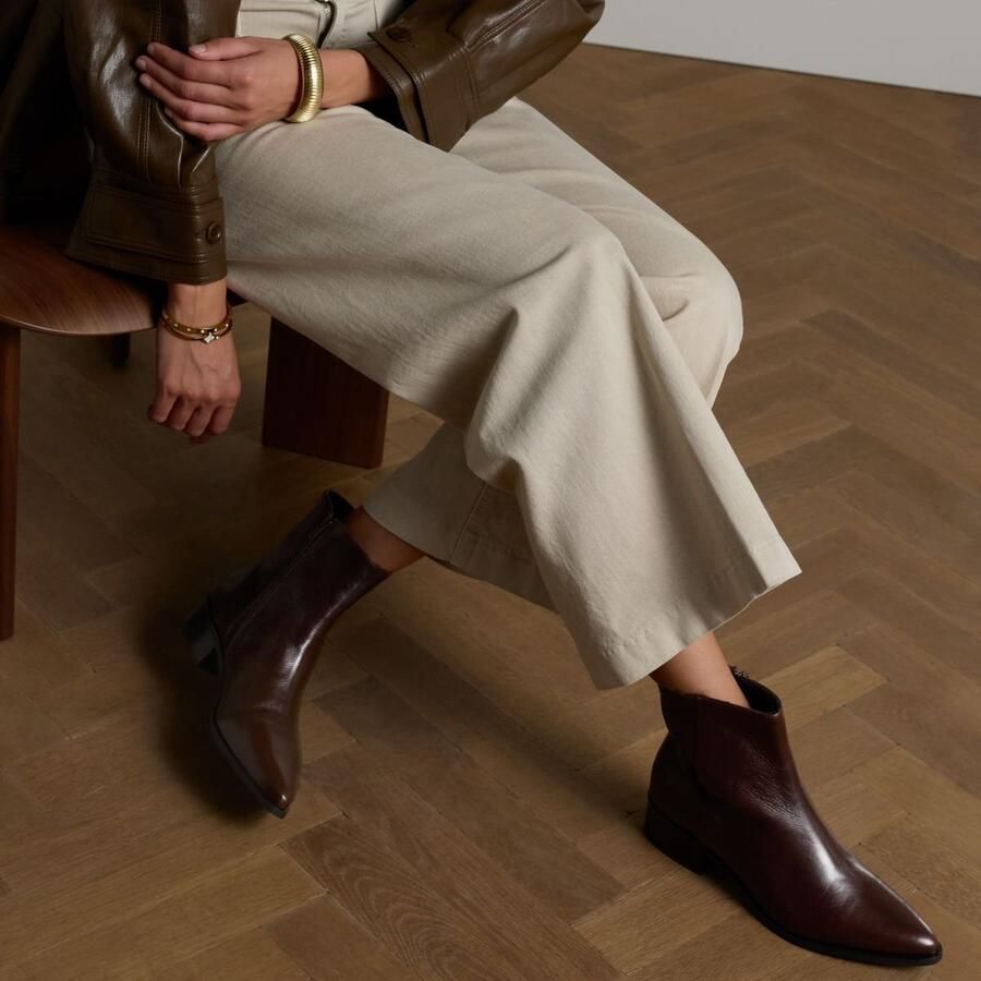 Manfield Dames Donkerbruine leren enkellaarsjes - Foto 2