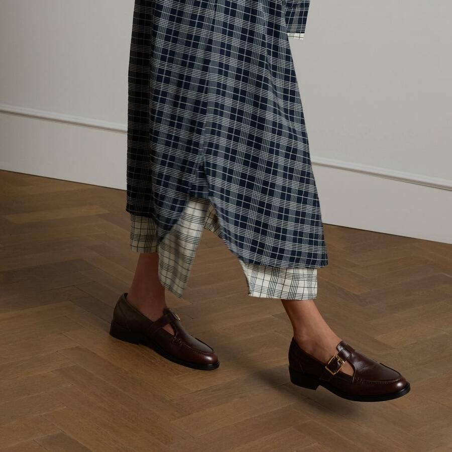 Manfield Dames Donkerbruine leren loafers - Foto 2