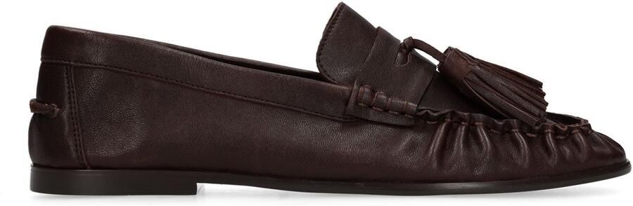 Manfield Dames Donkerbruine leren loafers met kwastjes - Foto 4