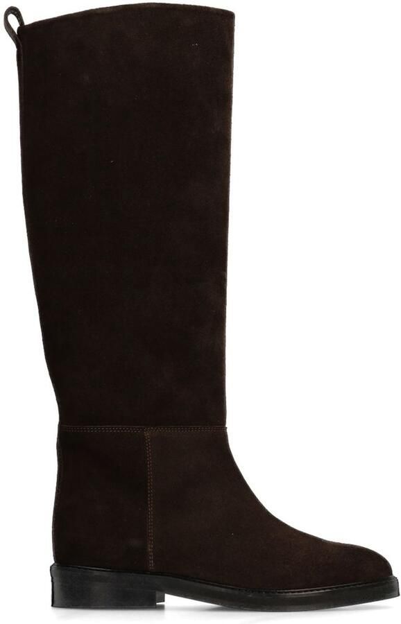 Manfield Dames Donkerbruine suède hoge laarzen