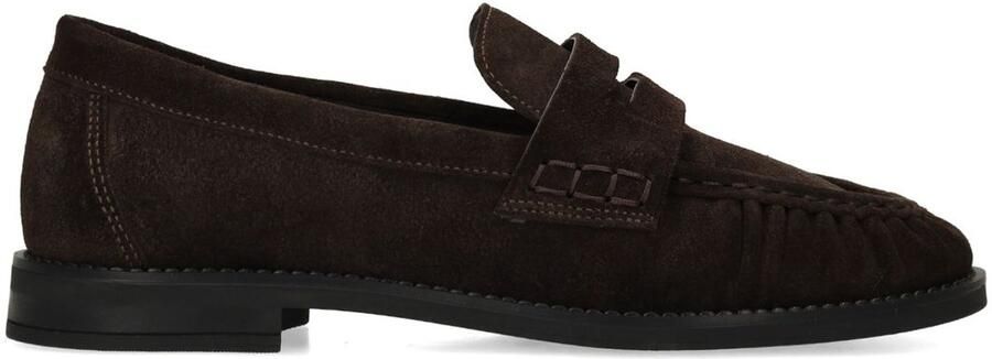 Manfield Dames Donkerbruine suède loafers