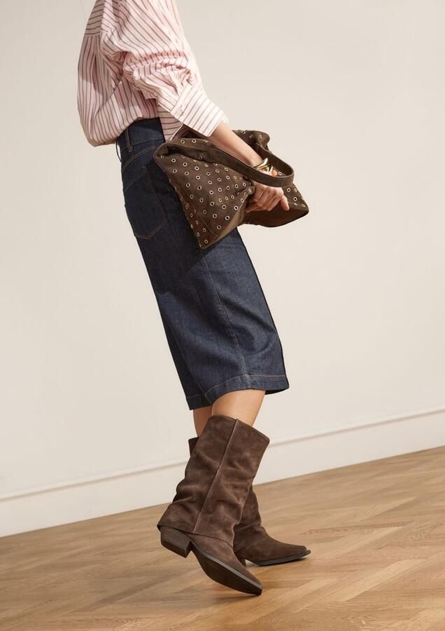 Manfield Dames Donkerbruine suède slouchy enkellaarsjes - Foto 2