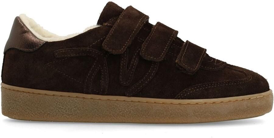 Manfield Dames Donkerbruine suède sneakers