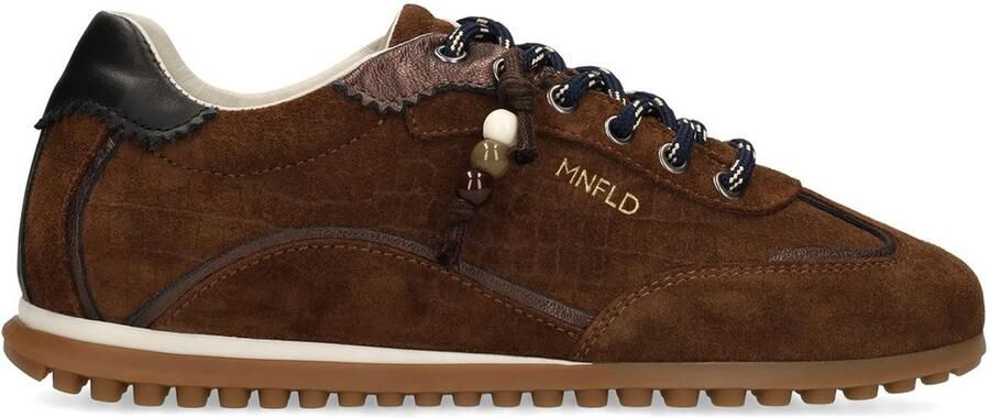 Manfield Dames Donkerbruine suède sneakers