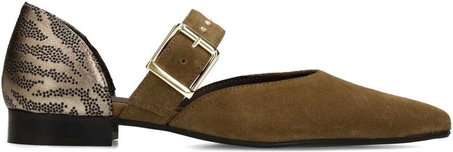 Manfield Dames Donkergroene suède loafers - Foto 1