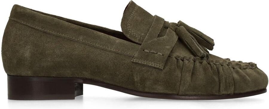 Manfield Dames Donkergroene suède loafers met kwastjes - Foto 4