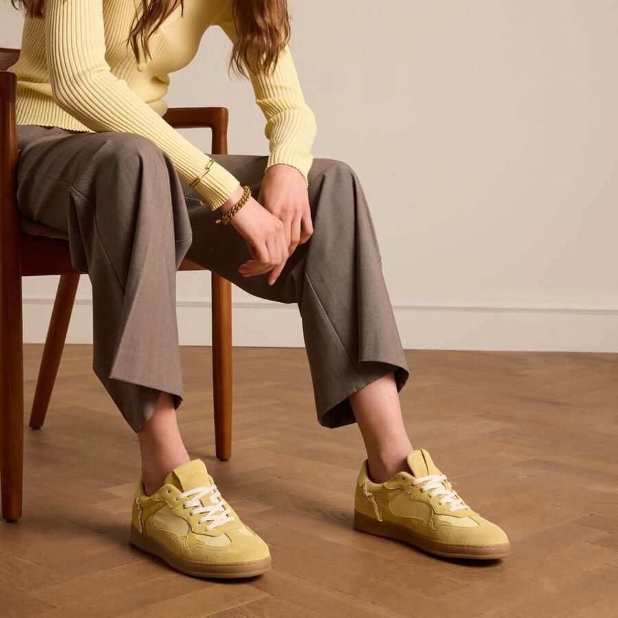 Manfield Dames Gele sneakers met kant