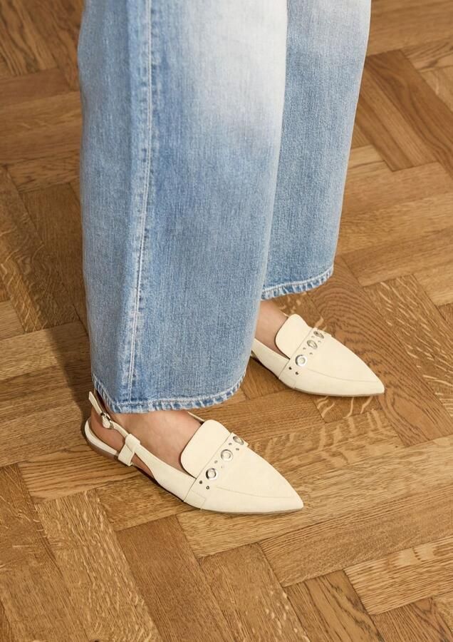 Manfield suède slingback loafers lichtgeel