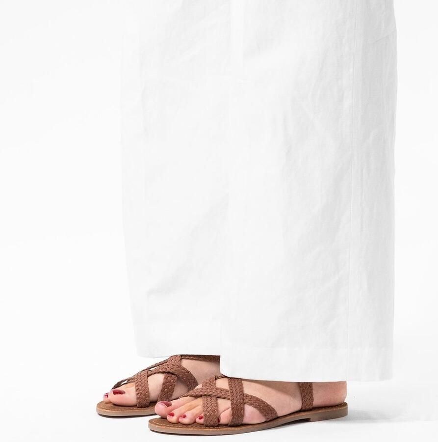 Manfield Dames Gevlochten cognac sandalen