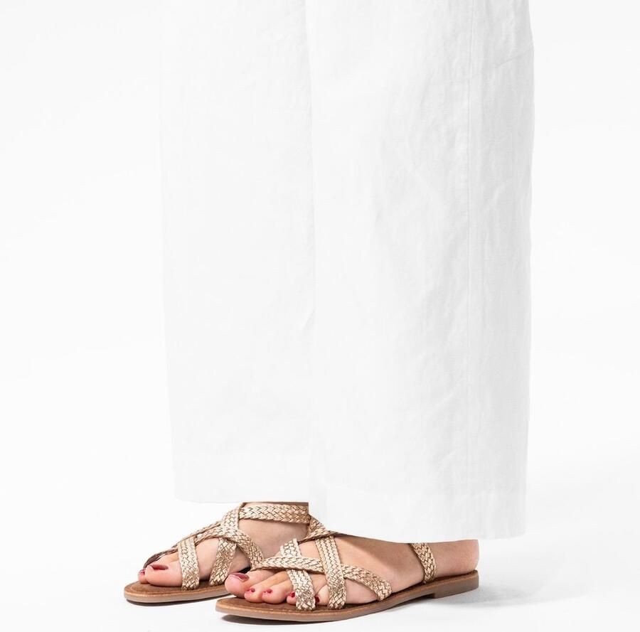 Manfield Dames Gevlochten gouden sandalen