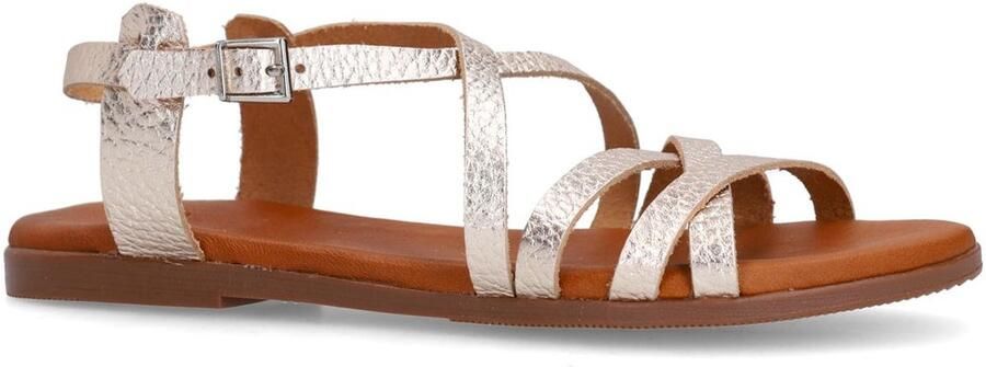 Manfield Dames Gouden leren sandalen