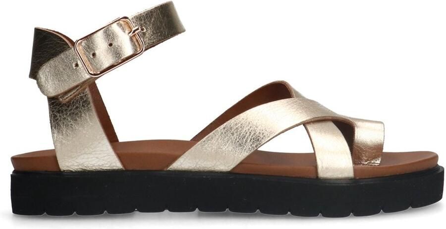 Manfield Dames Gouden leren sandalen met plateauzool