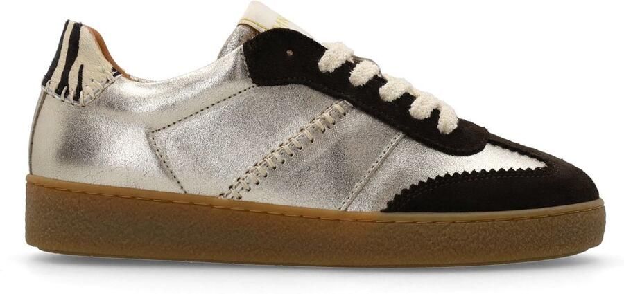 Manfield Dames Gouden leren sneakers