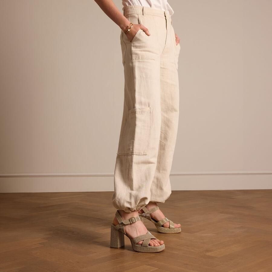 Manfield Dames Gouden sandalen met hak - Foto 2