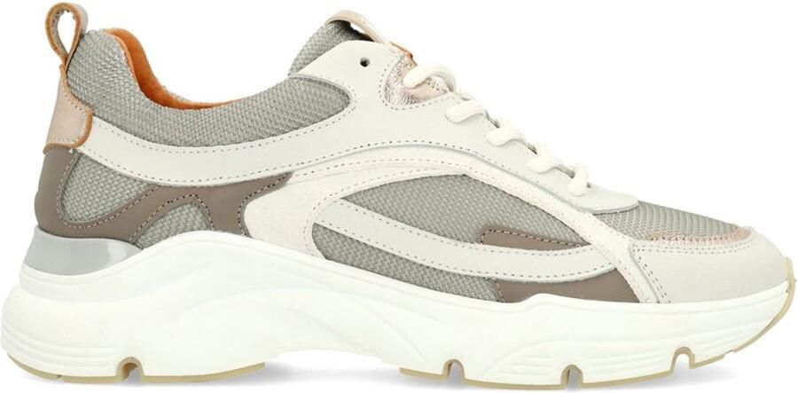 Manfield Dames Grijze leren sneakers