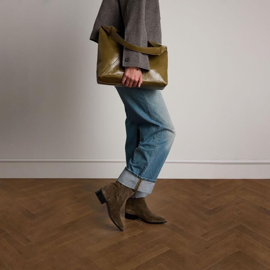 Manfield Dames Groene suède enkellaarsjes - Foto 3