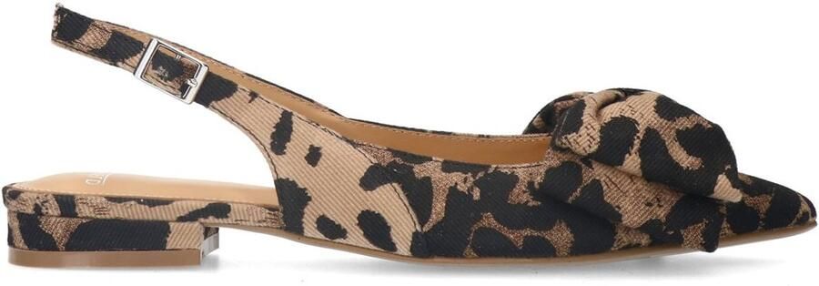 Manfield slingback loafers met panterprint zwart beige