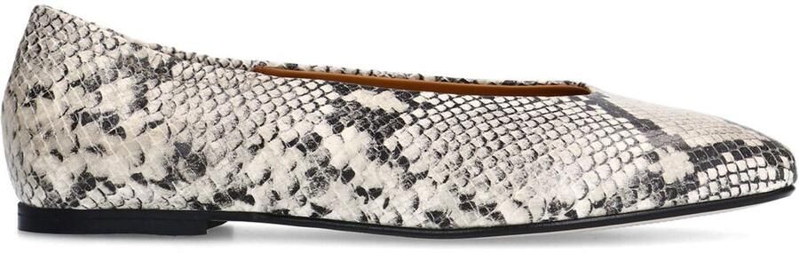 Manfield leren loafers met slangenprint grijs