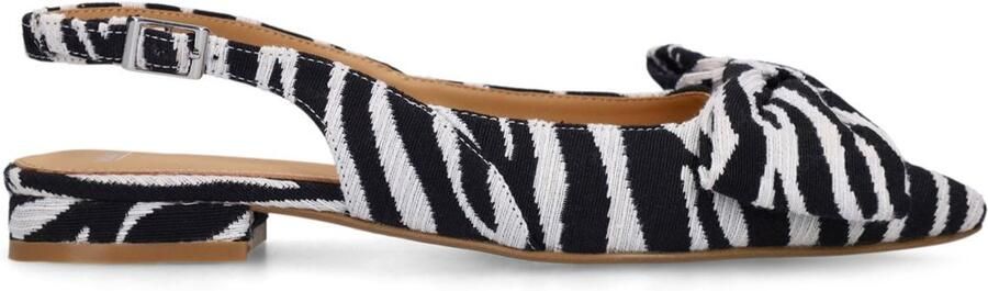 Manfield Dames Off white zebra slingbacks met strik - Foto 4