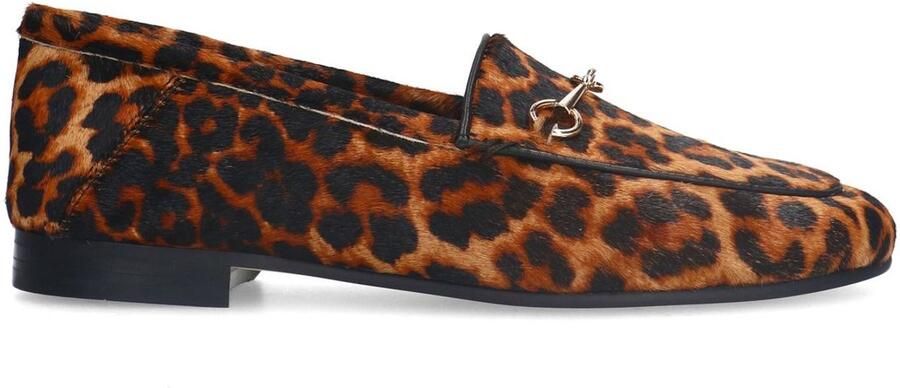 Manfield suède loafers met panterprint zwart camel - Foto 2