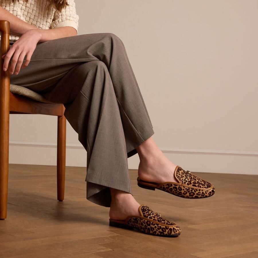 Manfield suède slippers met panterprint