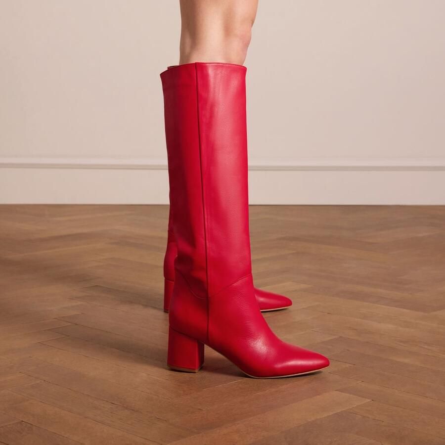 Manfield Dames Rode hoge leren laarzen met hak - Foto 2
