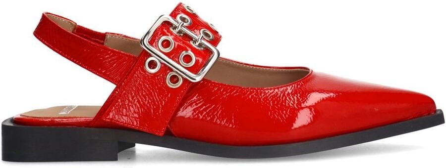 Manfield lakleren slingback loafers rood