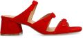 Manfield Dames Rode suède sandalen met hak en gespjes - Rood