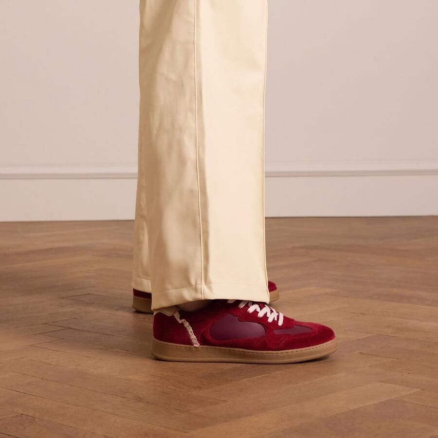 Manfield Dames Rode suède sneakers