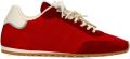 Manfield Dames Rode suède sneakers met dubbele vetersluiting - Rood