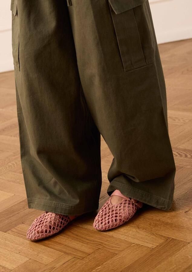 Manfield Dames Roze gevlochten ballerina's