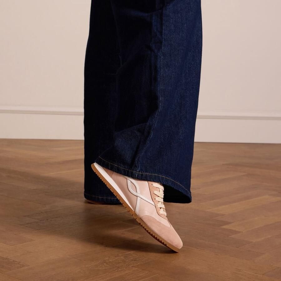 Manfield Dames Roze leren sneakers