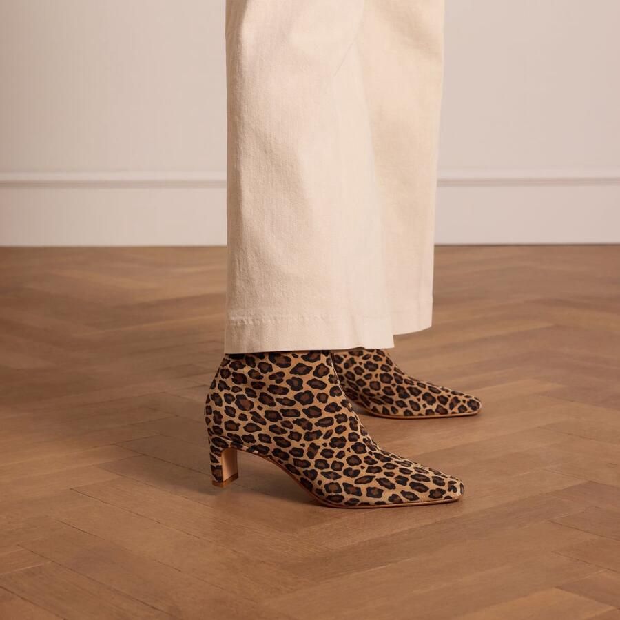 Manfield Dames Suède leopard enkellaarsjes met hak - Foto 2