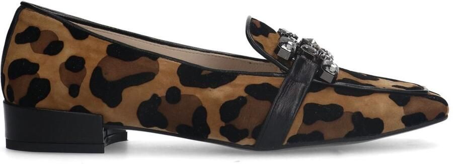 Manfield Dames Suède Panterprint loafers met chain - Foto 3