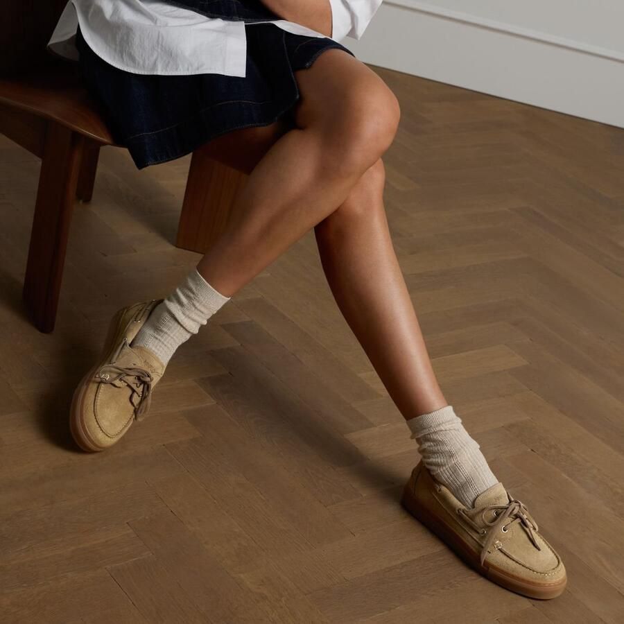 Manfield Dames Taupe suède bootschoenen
