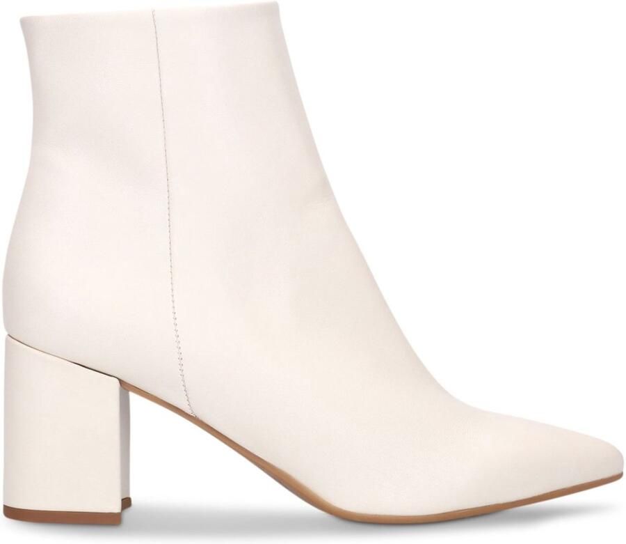 Manfield Dames Witte leren enkellaarsjes met hak