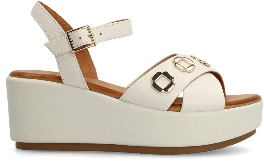 Manfield Dames Witte leren sleehakken