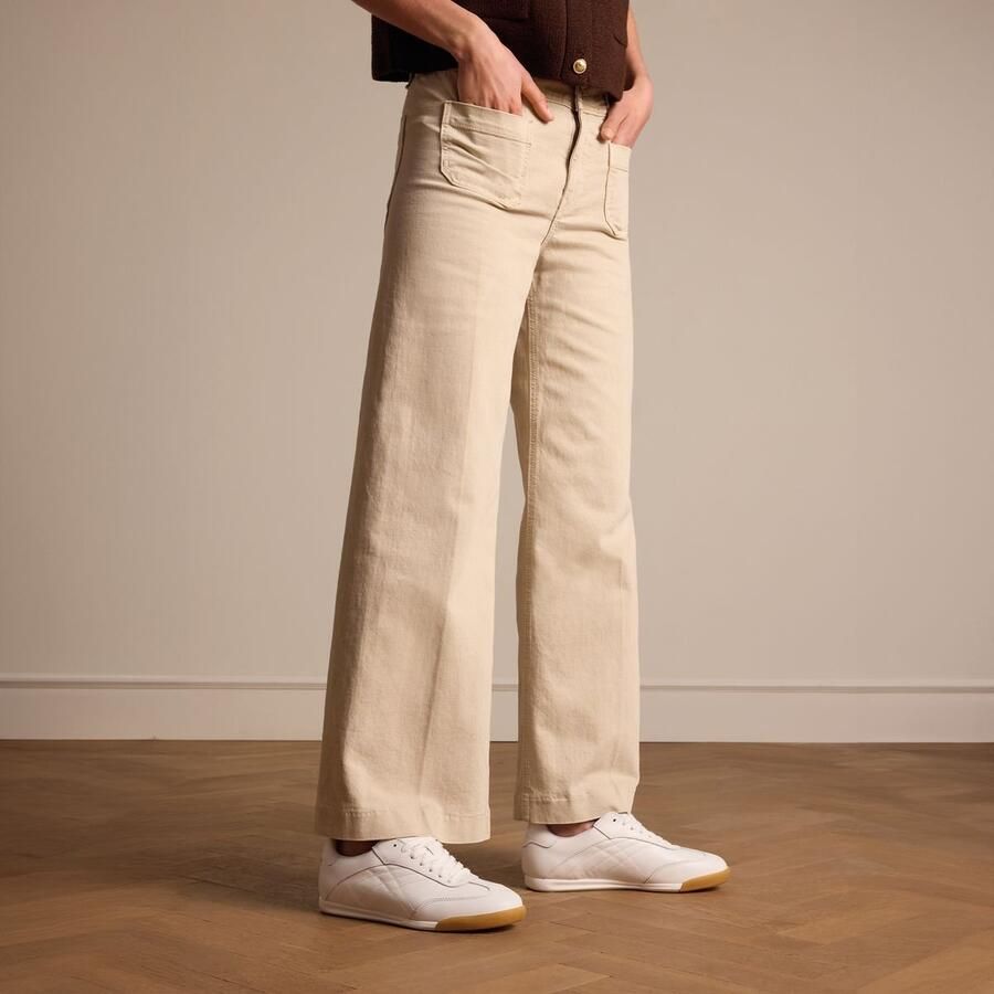 Manfield Dames Witte leren sneakers