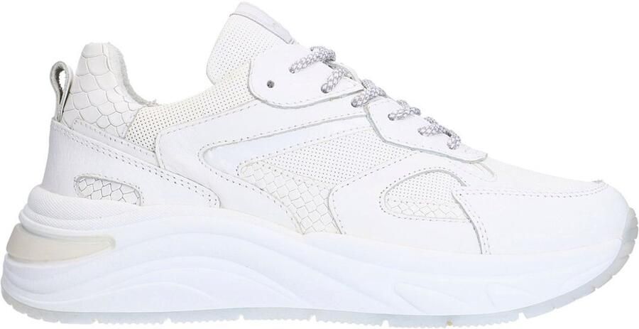 Manfield Dames Witte leren sneakers