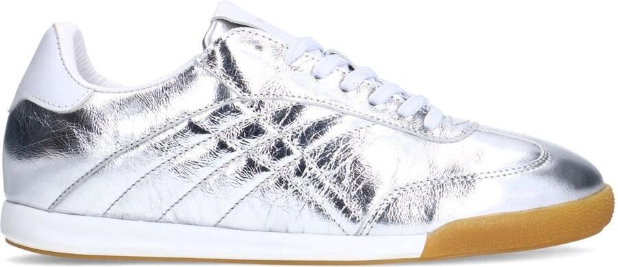 Manfield Dames Zilveren leren metallic sneakers
