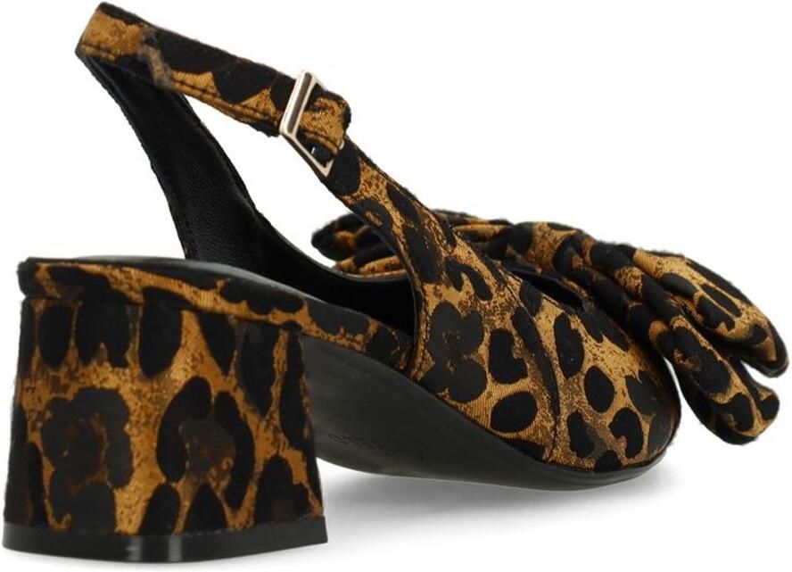 Manfield slingback pumps met panterprint cognac zwart - Foto 4
