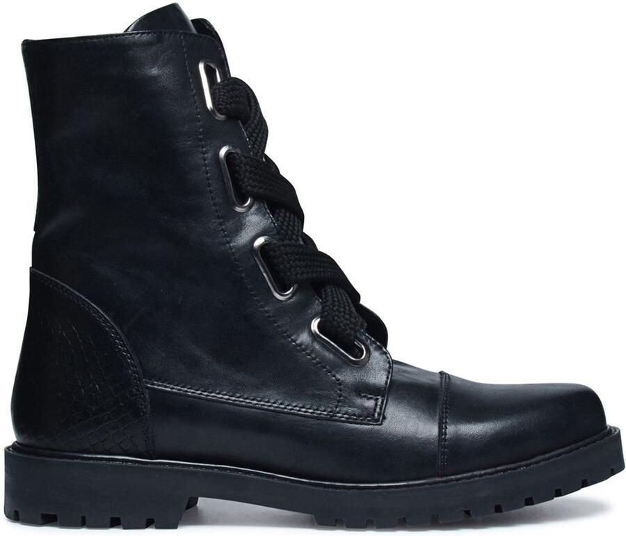 Manfield leren veterboots met studs zwart - Foto 2