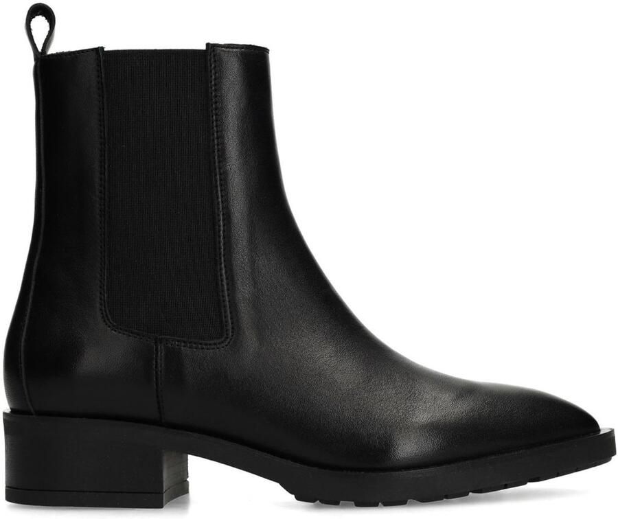 Manfield Dames Zwarte leren chelsea boots