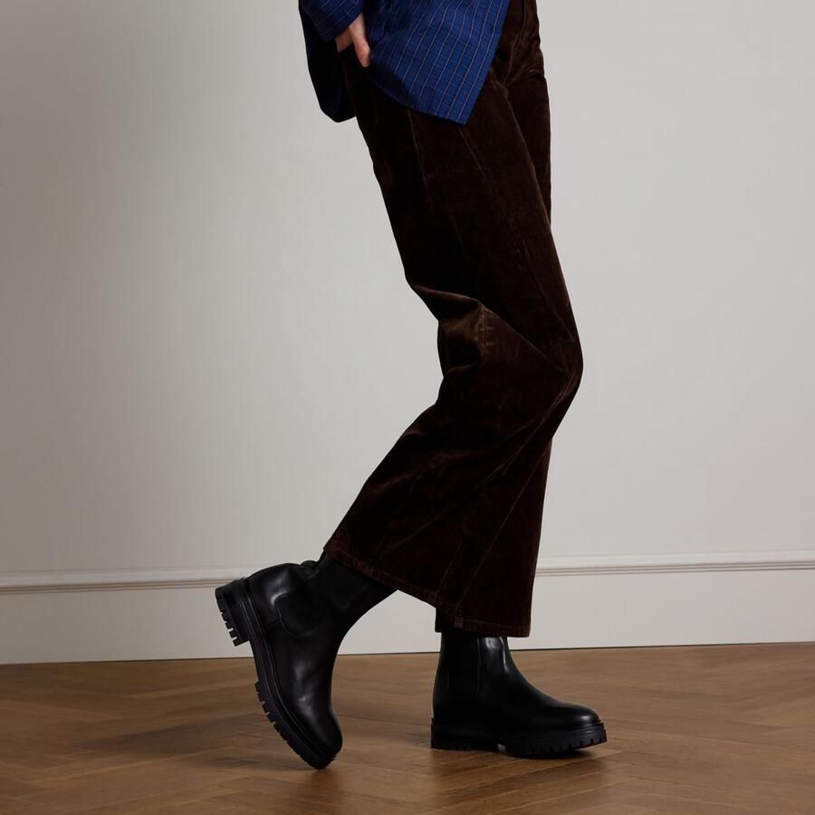 Manfield Dames Zwarte leren chelsea boots - Foto 1