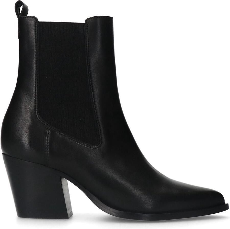 Manfield Dames Zwarte leren cowboy laarzen