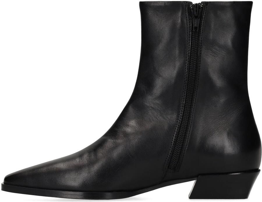 Manfield Dames Zwarte leren enkellaarsjes